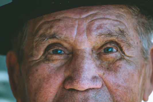 mans face in close up